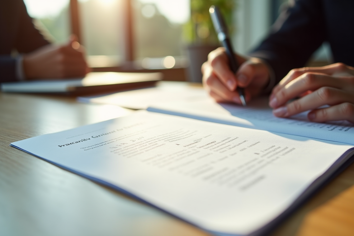 Document légal avec signature sur un bureau en bois