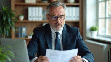 Homme d'affaires en costume dans un bureau moderne