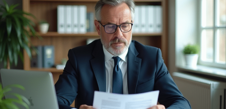 Homme d'affaires en costume dans un bureau moderne