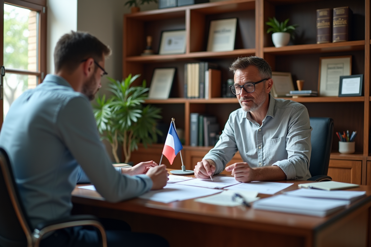 Homme discutant avec un conseiller fiscal dans un bureau cosy