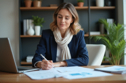Femme d'affaires en réunion dans un bureau moderne