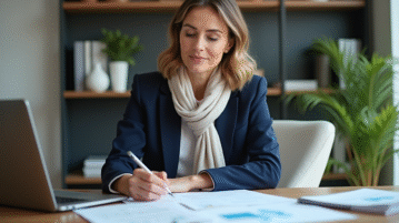 Femme d'affaires en réunion dans un bureau moderne