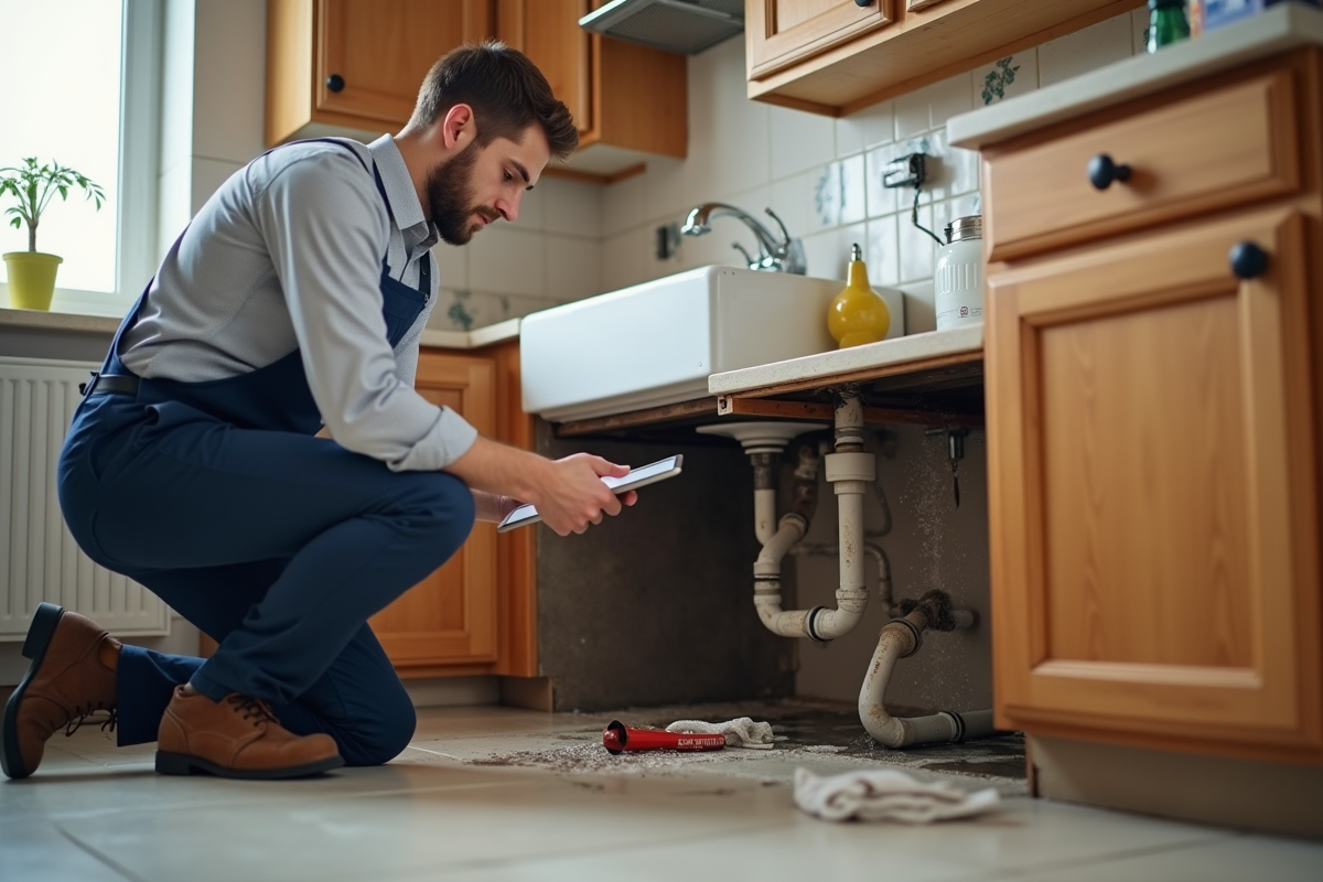 Expert en assurance inspectant des dégâts d