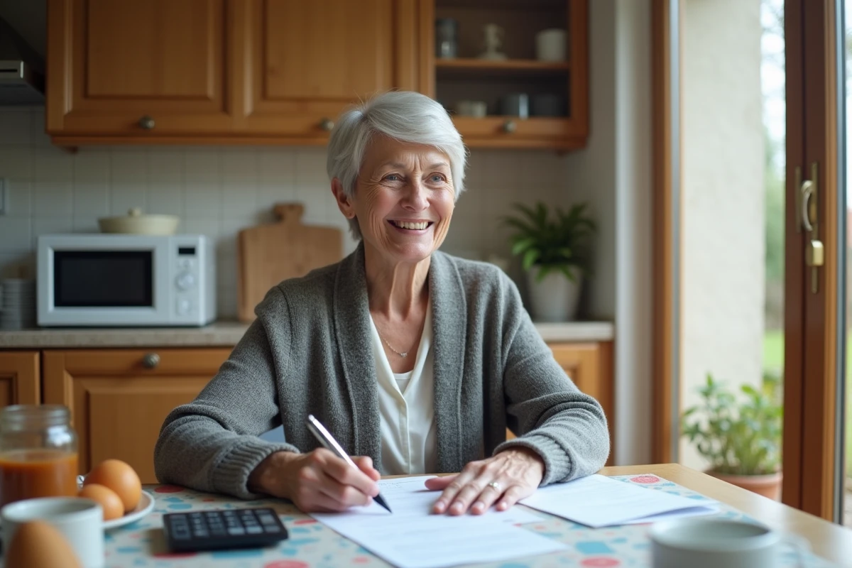 Femme française étudie ses impôts à la maison