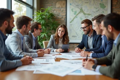 Groupe de personnes discutant autour d'une table en réunion