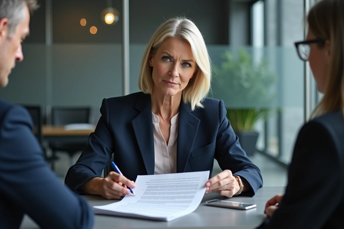 Conseillère juridique analysant la validité d'un congé locatif avec un client en cabinet